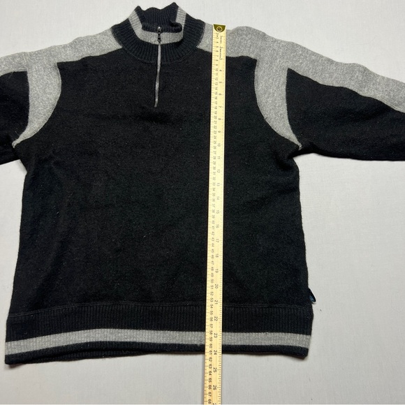 Kuhl Mens L Black Gray 100% Merino Wool 1/4 Zip Pullover Sweater - Picture 5 of 8